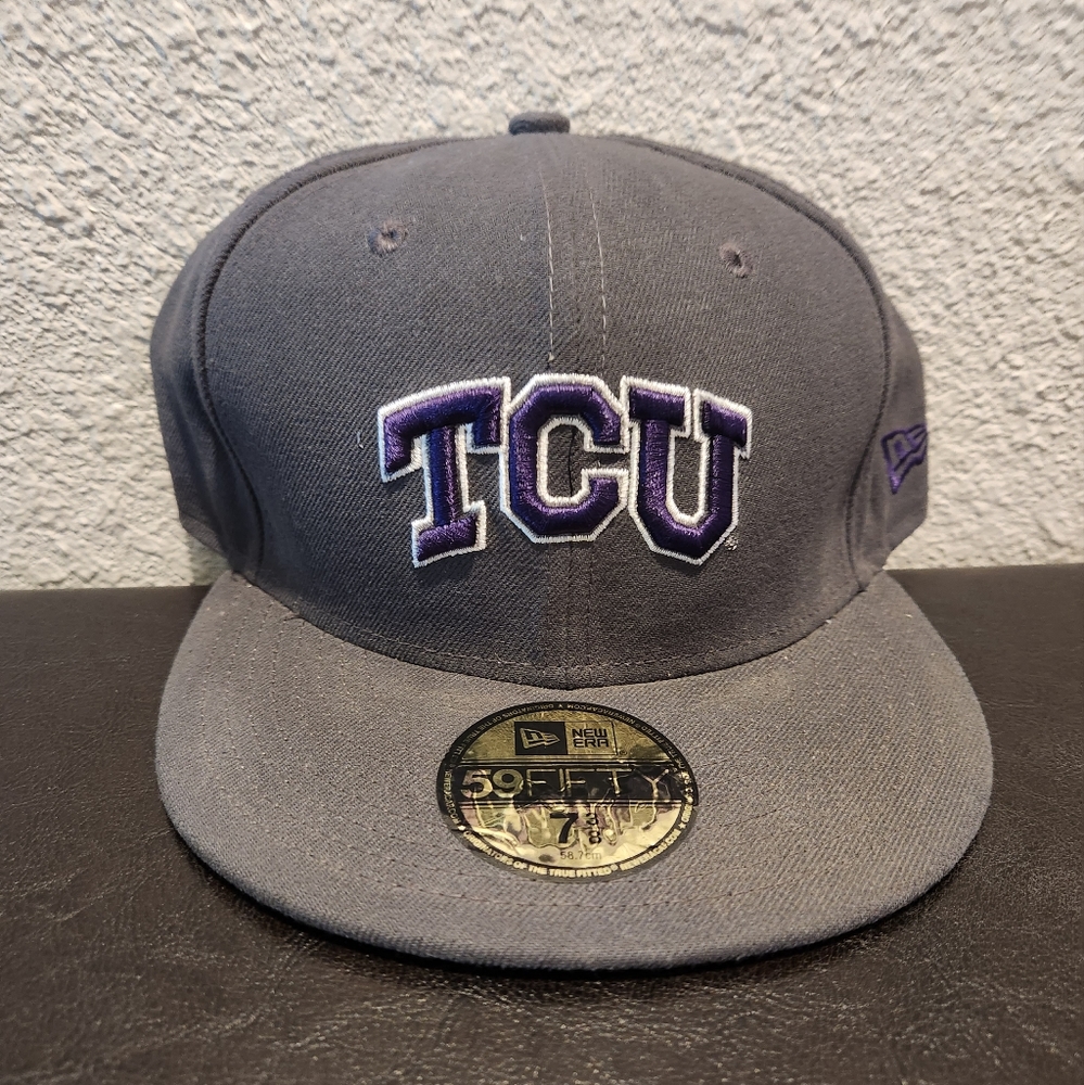 New Era TCU Hat Size 7 3/8 Gray and Purple